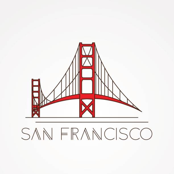 most golden gate - symbol usa, san francisco. - san francisco county skyline vector bridge stock illustrations