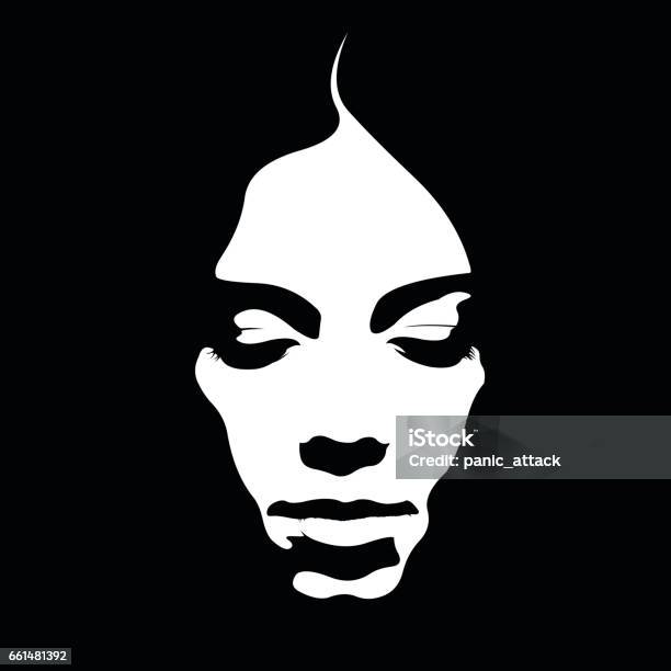 Due Tone Retro Style Poster Of Woman Face Looking Down Stock Illustration - Download Image Now