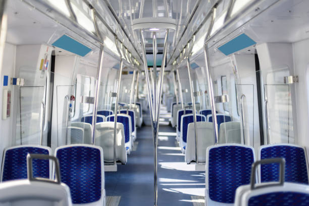 train interior Train - Vehicle, Subway Train, Passenger Train, Commuter Train, Chair commuter train photos stock pictures, royalty-free photos & images
