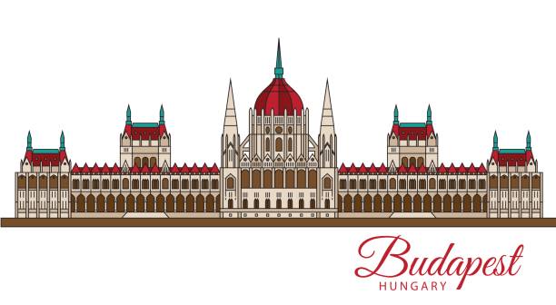 부다페스트, 헝가리의 상징 - budapest parliament building hungary government stock illustrations