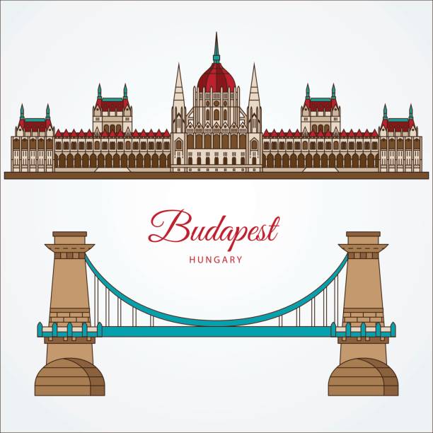 부다페스트, 헝가리의 상징 - budapest parliament building hungary government stock illustrations