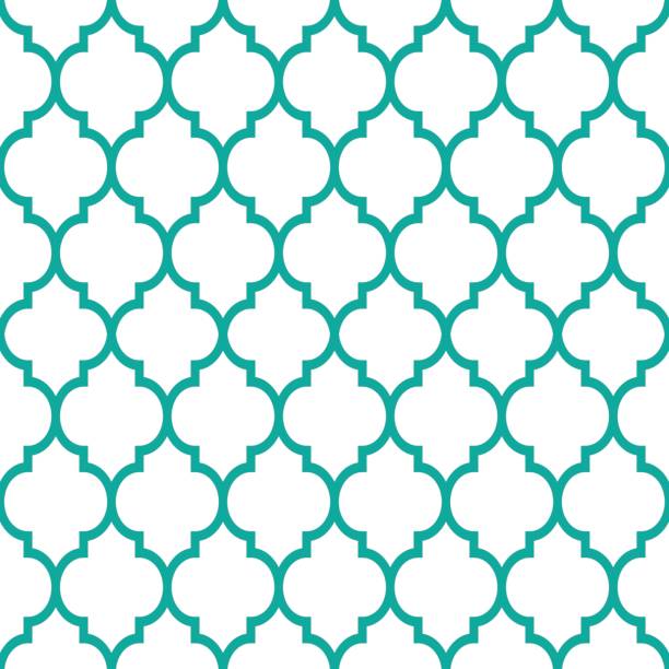 Moroccan tiles design, seamless turqoise pattern, geometric background Repetitive wallpaper background inspired by ceramic tiles from Morocco, mosaic with abstract shapes arabic pattern stock illustrations