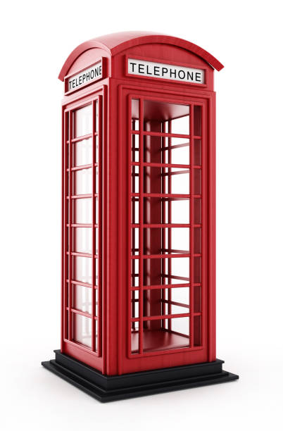 赤いイギリス携帯電話のブースは、白で隔離 - telephone booth ストックフォトと画像