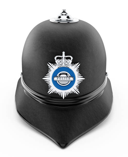 British traditional police hat  isolated on white.