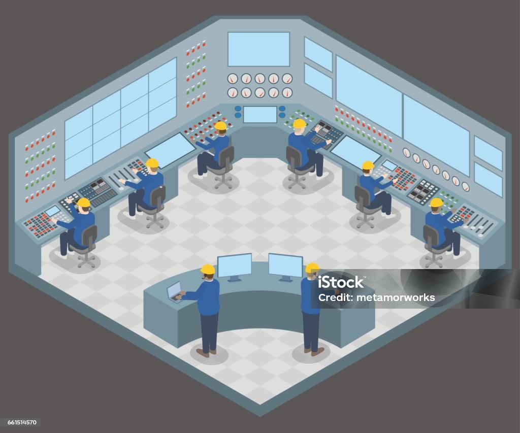 office003control center room and working engineers, vector illustration control center room and working engineers, vector illustration Control Room stock vector