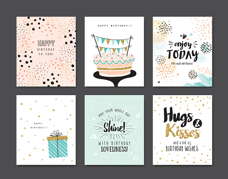 Set of birthday greeting cards