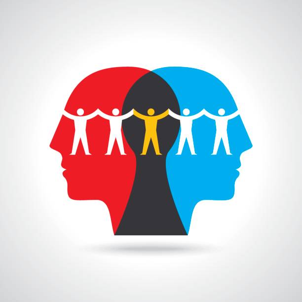 human head thinking Teamwork idea. vector art illustration