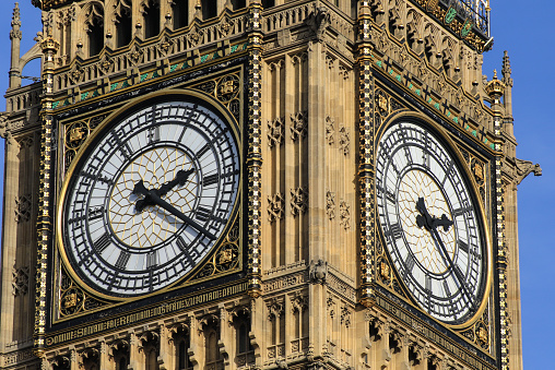 Detail of the clock of the Big Ben in London.