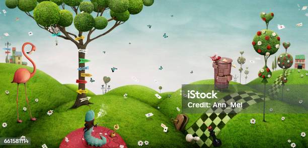 Fantasy Background Wonderland Stock Illustration - Download Image Now - Picture Book, Fairy Tale, Backgrounds