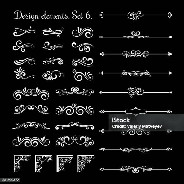 Floral Lines Filigree Design Elements Vector Vintage Line Elegant Dividers And Separators Swirls Corners Decorative Ornaments Stock Illustration - Download Image Now