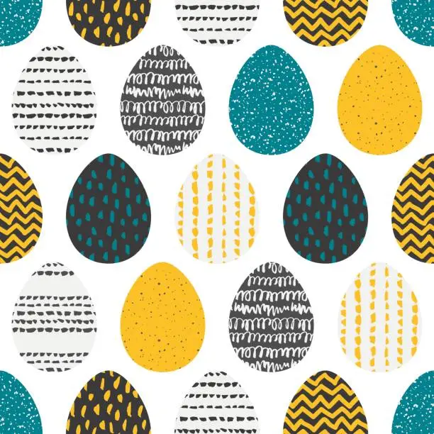 Vector illustration of Decorative seamless patterns with eggs