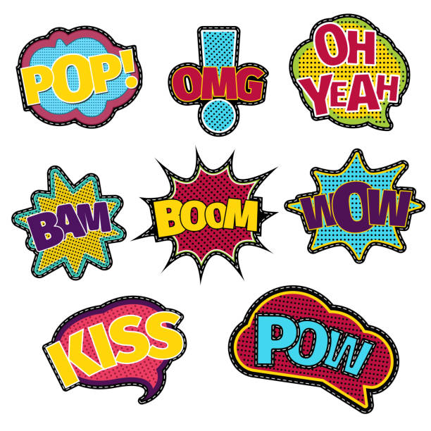 istock Embroidery text patches. Trendy fashion stitching sewing comic book speech bubble 661608342