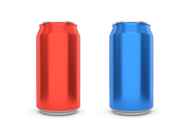 istock Red and Blue can isolated on white background. 661610954