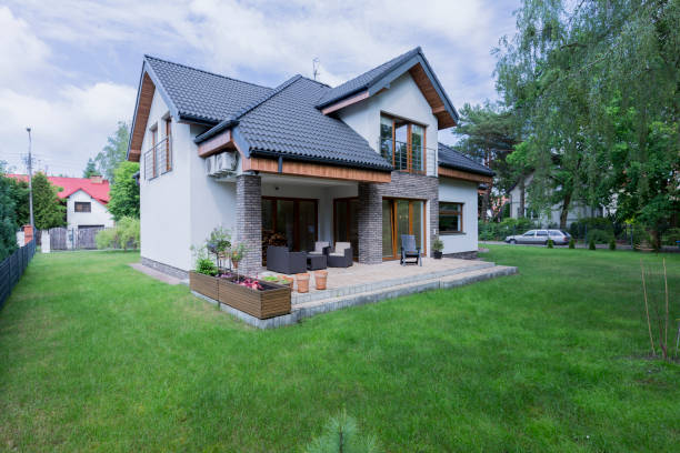 istock Detached house exterior with terrace 661616880