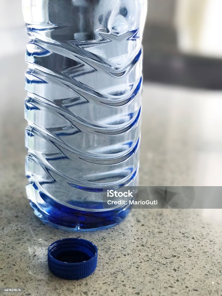 Water bottle A water bottle detail Blue Stock Photo