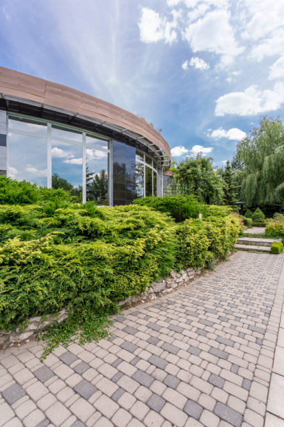 istock Modern house exterior and garden 661628628