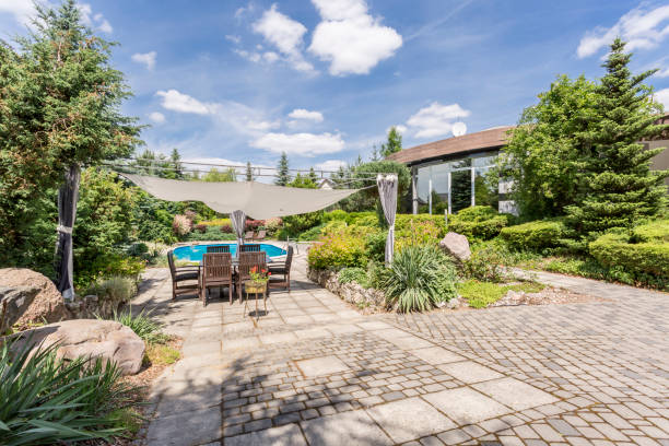 istock Garden with  swimming pool 661628680