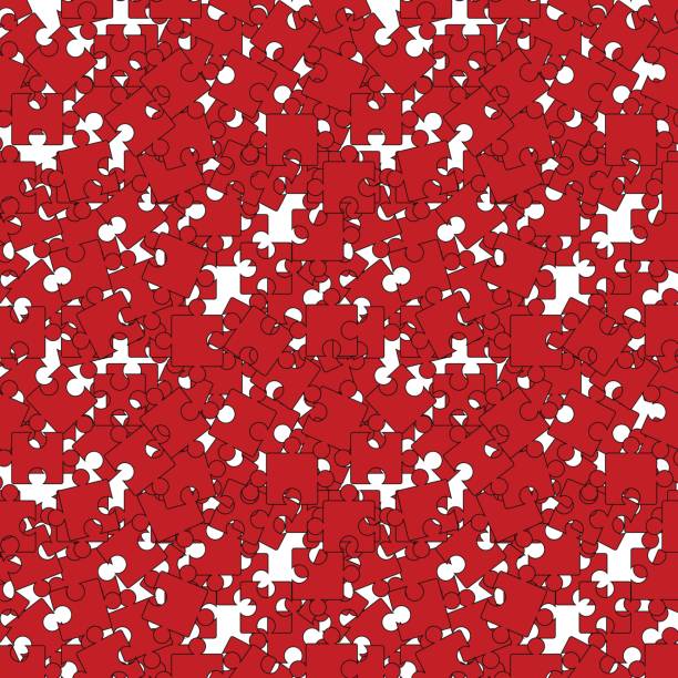 zestaw red pazzle. wzór układanki - variation meeting work tool isolated stock illustrations