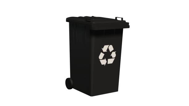 istock black Recycle bin with recycle sign isolated on white 661651978