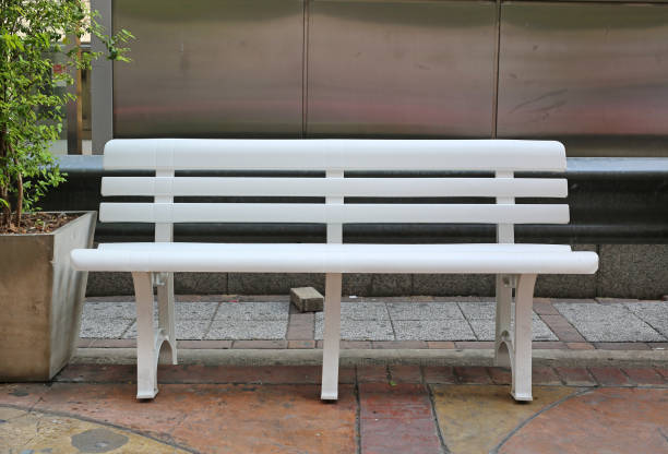 istock Plastic bench at the public garden 661653206