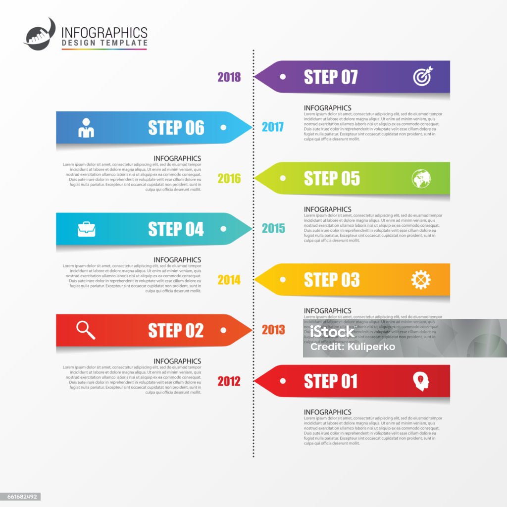 Timeline Tag Infographic Timeline Design Template With Paper Tags Stock Illustration ...