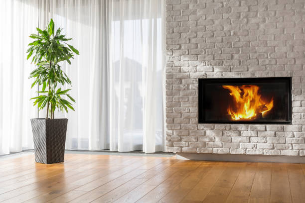 istock Living room with fireplace 661709630