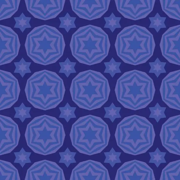 Vector illustration of Blue David Star Seamless Background