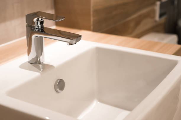 istock Bathroom interior with sink and faucet 661719680