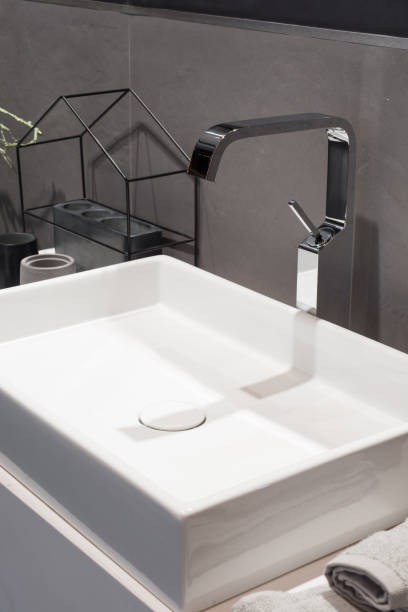 istock Bathroom interior with sink and faucet 661719702