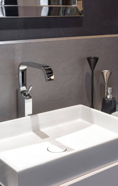 istock Bathroom interior with sink and faucet 661719736