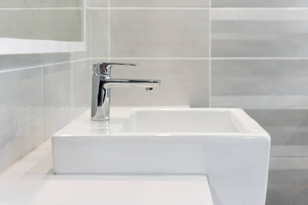 istock Bathroom interior with sink and faucet 661719832