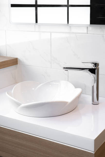 istock Bathroom interior with sink and faucet 661719924