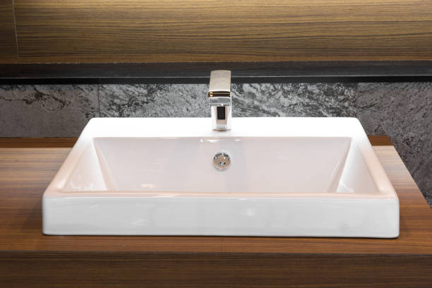 Bathroom interior with sink and faucet