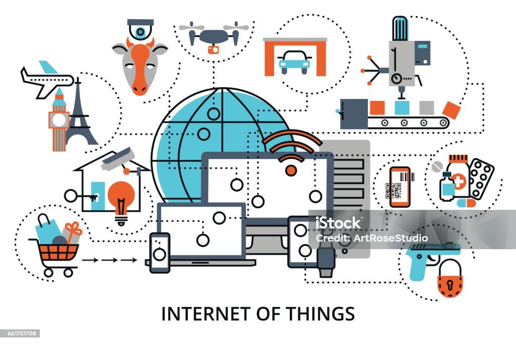 Konzept des Internet der Dinge - Lizenzfrei Alarm Vektorgrafik