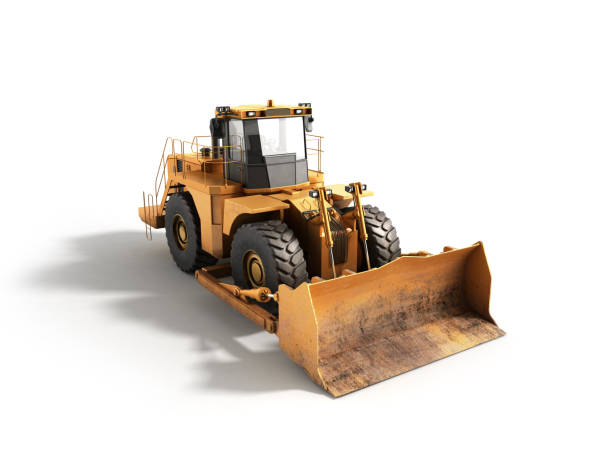 istock Yellow wheels Bulldozer 3d render Isolated on white 661779852