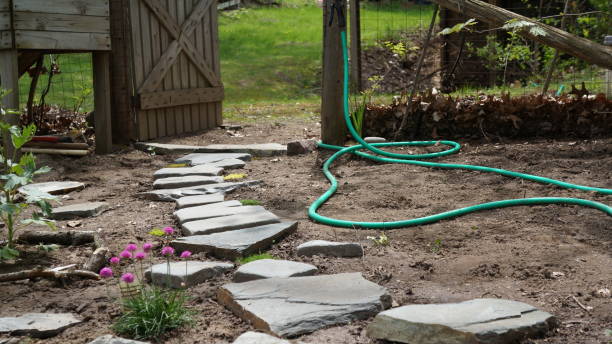 istock Garden With Stone Path and Wooden Gate 661822798