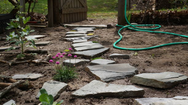 istock Garden With Stone Path and Wooden Gate 661822872
