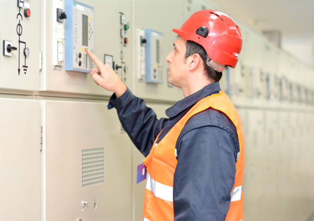 istock Industrial technician operating in electricity substation 661841412