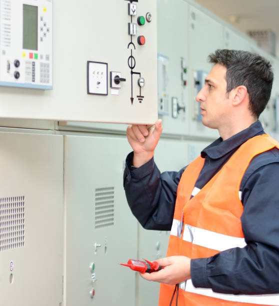 istock Industrial technician operating in electricity substation 661849824