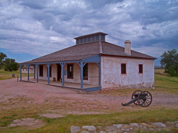 Fort Laramie National Historic Site, historic military housing in Wyoming stock photo