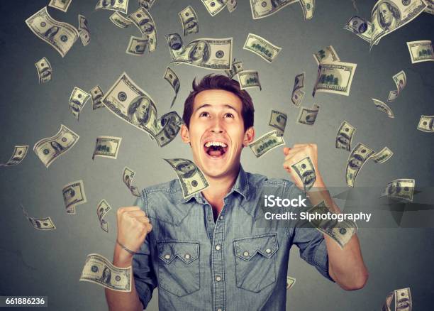 Happy Young Man Screaming Super Excited Stock Photo - Download Image Now - Lottery, Winning, Success