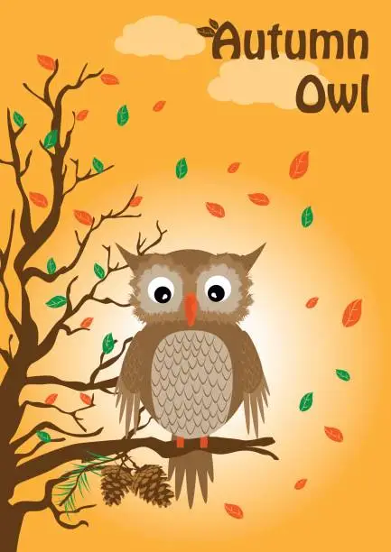 Vector illustration of Autumn Owl