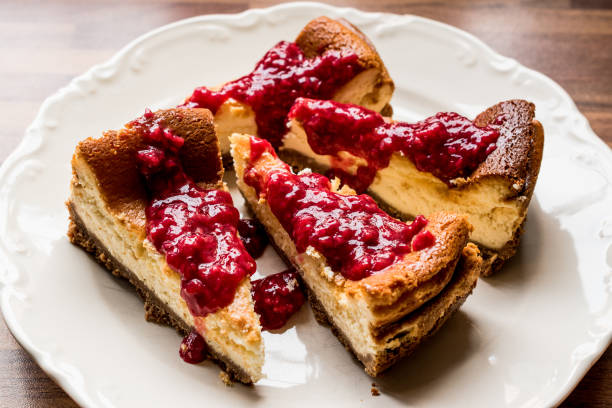 istock Homemade Raspberry Cheesecake in white plate. 661897618