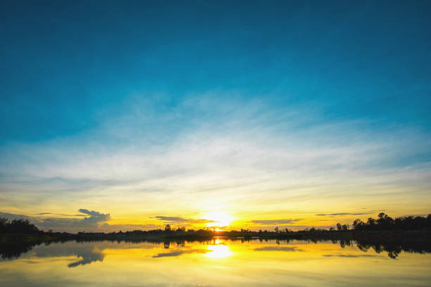 Tranquil in the morning with Beautiful landscape at the water edge