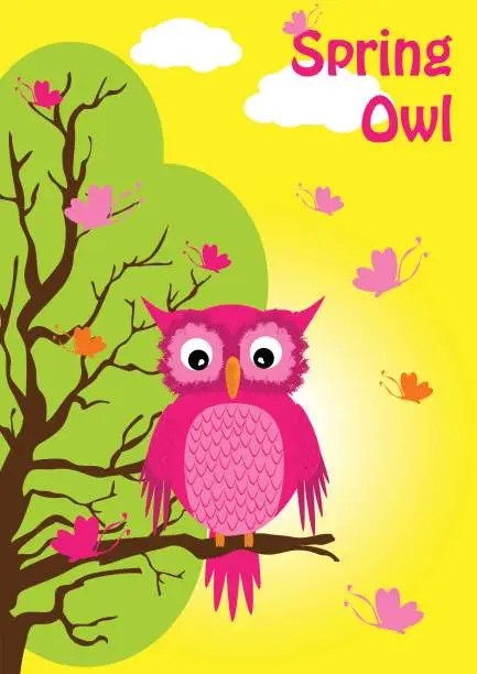 Vector illustration of Spring Owl