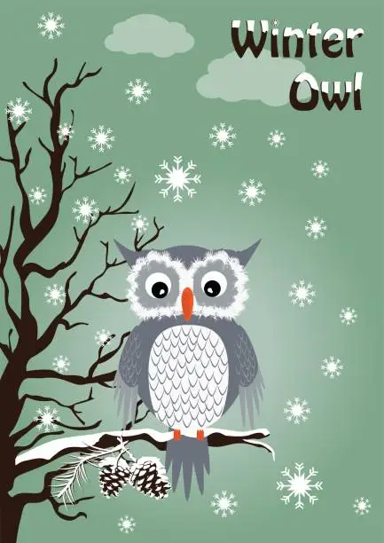 Vector illustration of Winter Owl