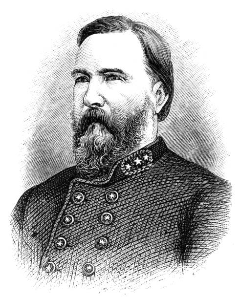 ilustraciones, imágenes clip art, dibujos animados e iconos de stock de james longstreet - civil war general engraving men