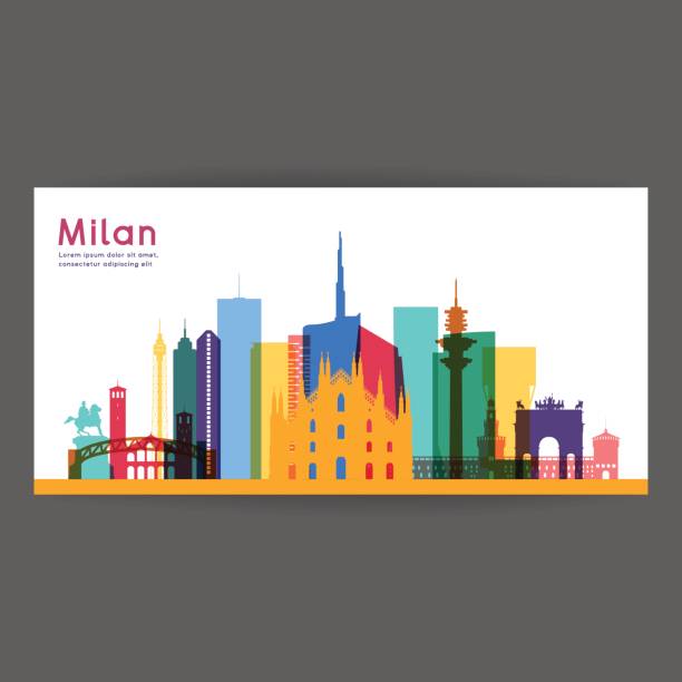 illustrazioni stock, clip art, cartoni animati e icone di tendenza di illustrazione vettoriale dell'architettura colorata di milano - milano