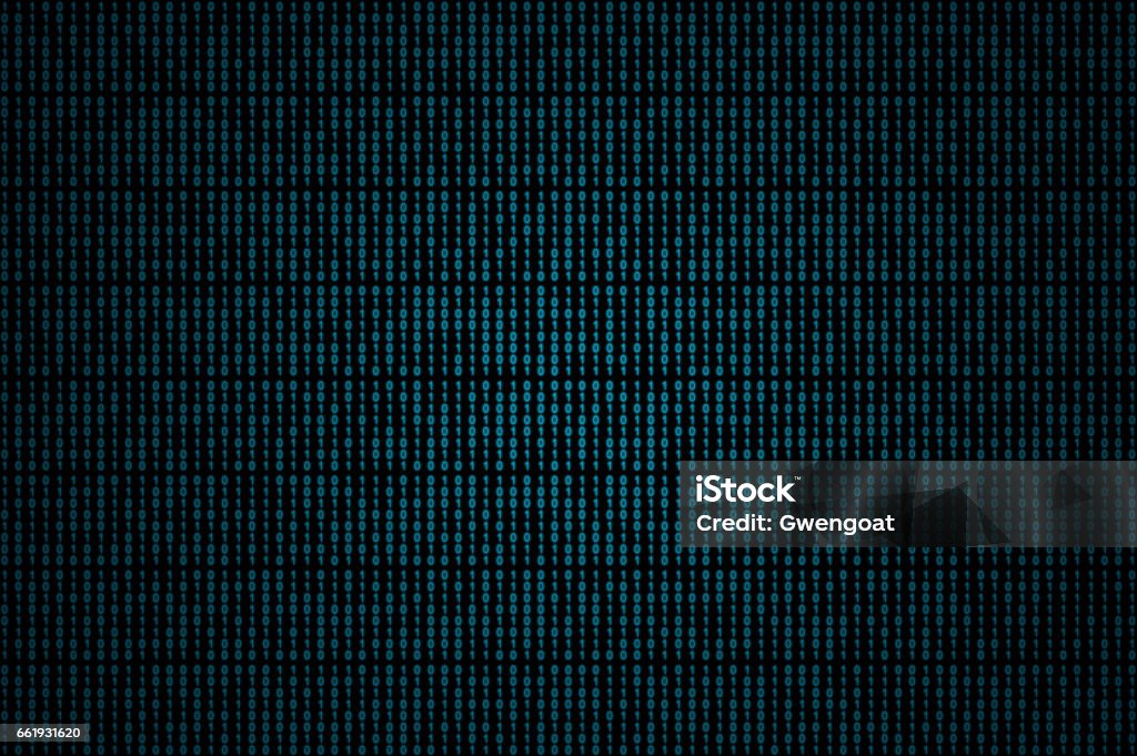 Blue binary code Blue binary code background with a light effect in the center on a black background. Binary Code Stock Photo