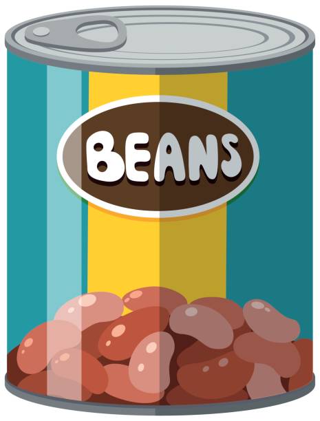 Beans in aluminum can Beans in aluminum can illustration baked beans stock illustrations